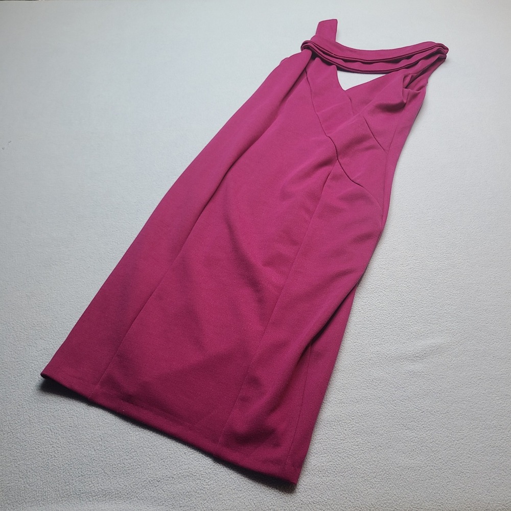 ASOS Bodycon Dress Womens Size 6 Magenta NEW One Shoulder V-Back Scuba Cocktail